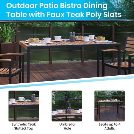 Flash Furniture Patio Set-30"x48" Table-4 Chairs-Tan Umbrella-Base XU-DG-304860064-UB19BTN-GG